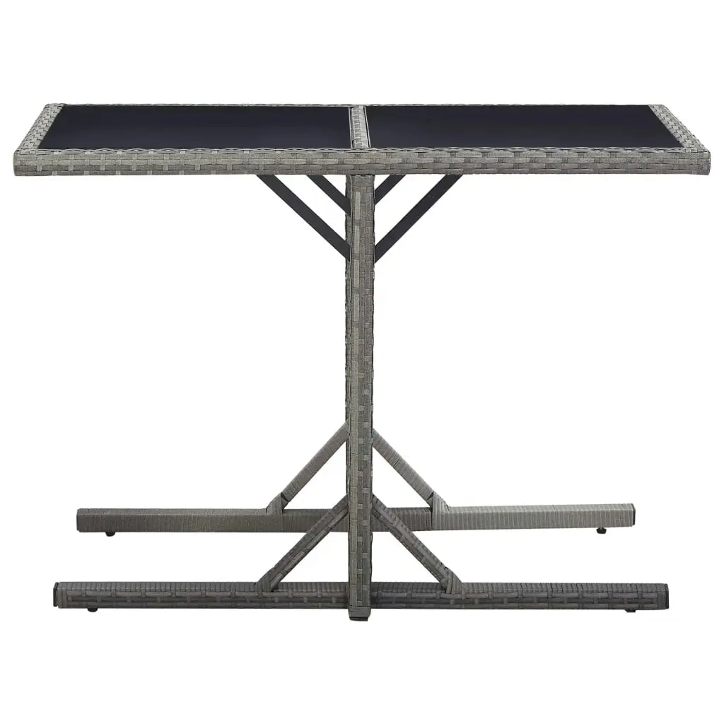 Garden Table Anthracite 110x53x72 cm Glass and Poly Rattan 46455