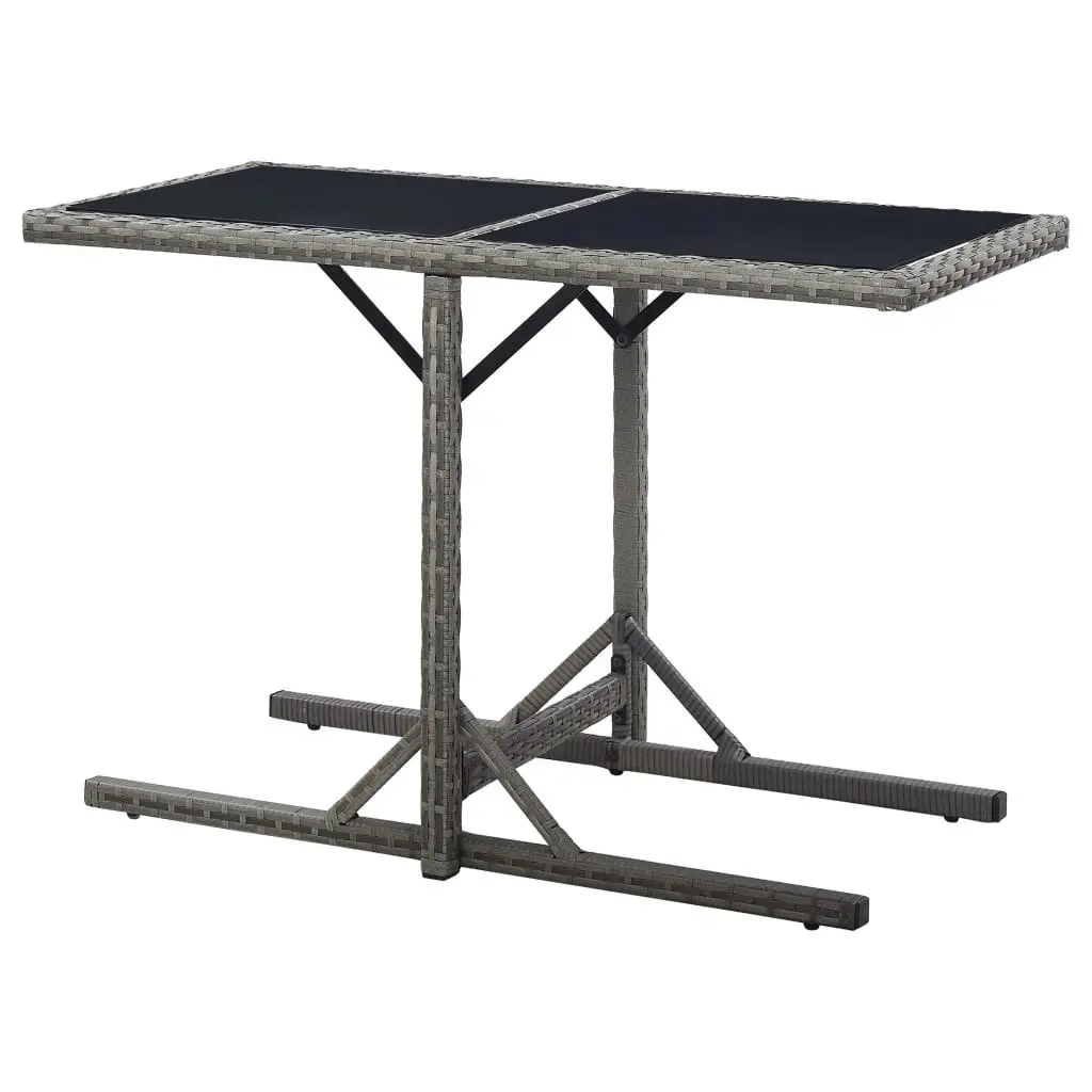 Garden Table Anthracite 110x53x72 cm Glass and Poly Rattan 46455