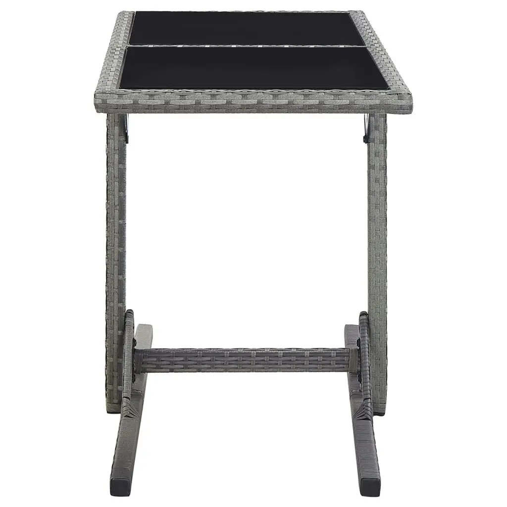 Garden Table Anthracite 110x53x72 cm Glass and Poly Rattan 46455