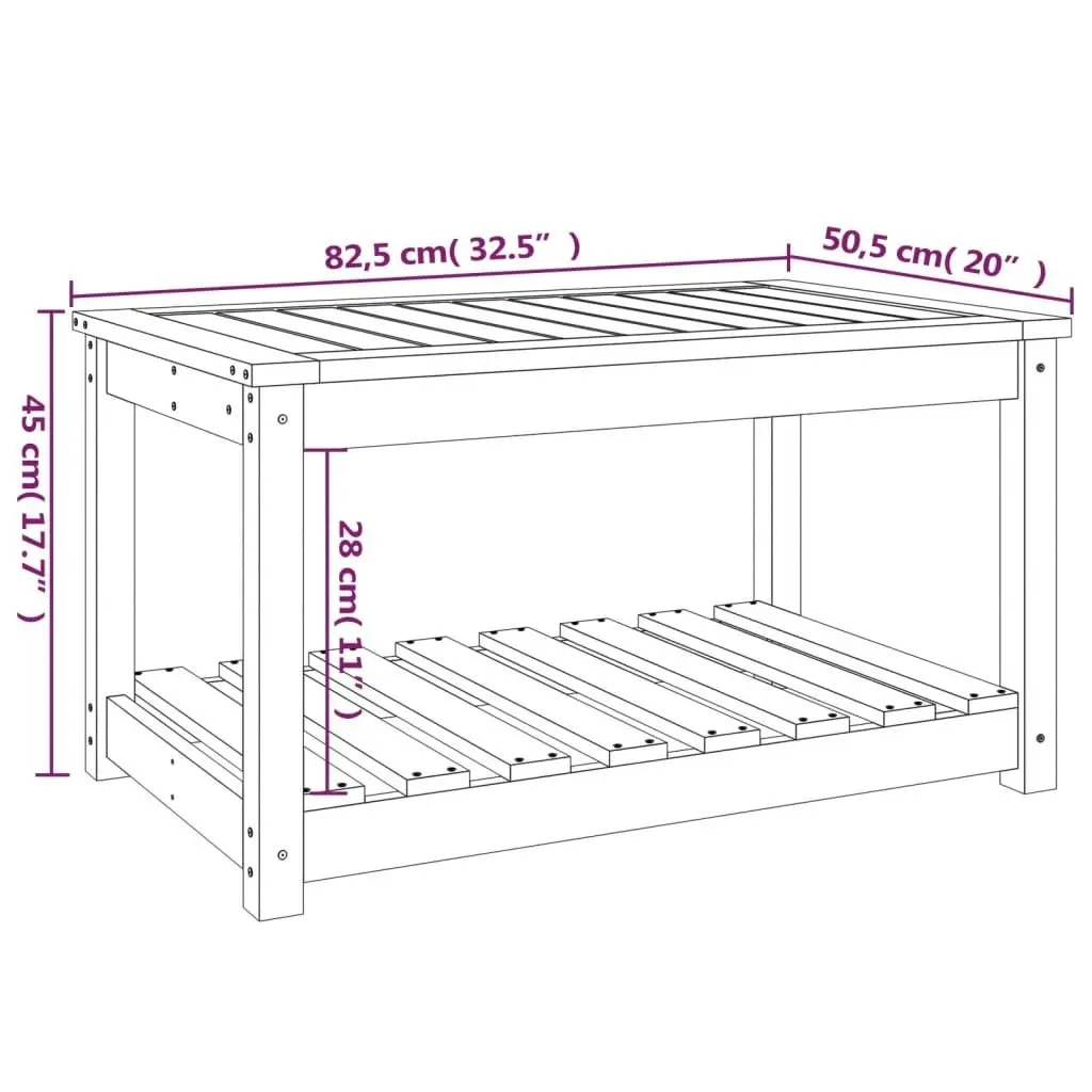 Garden Table 82.5x50.5x45 cm Solid Wood Pine 824134