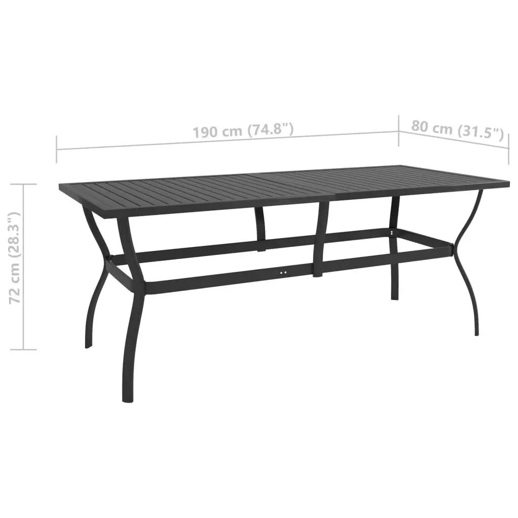 Garden Table Anthracite 190x80x72 cm Steel 312170