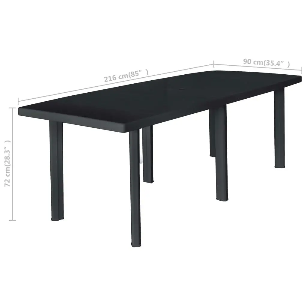 Garden Table Anthracite 216x90x72 cm Plastic 45597