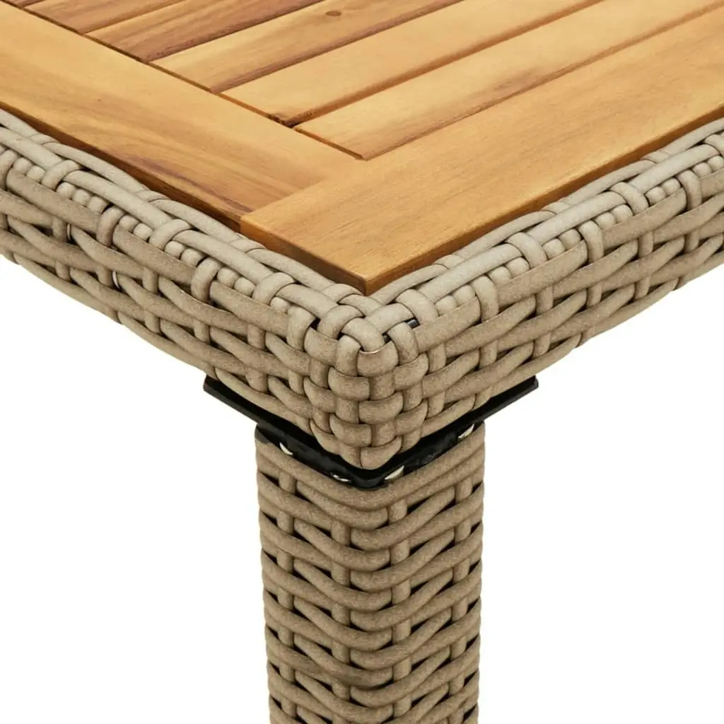 Garden Table Beige 123x60x74 cm Poly Rattan&Solid Wood Acacia 316797