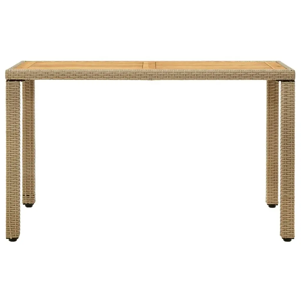 Garden Table Beige 123x60x74 cm Poly Rattan&Solid Wood Acacia 316797