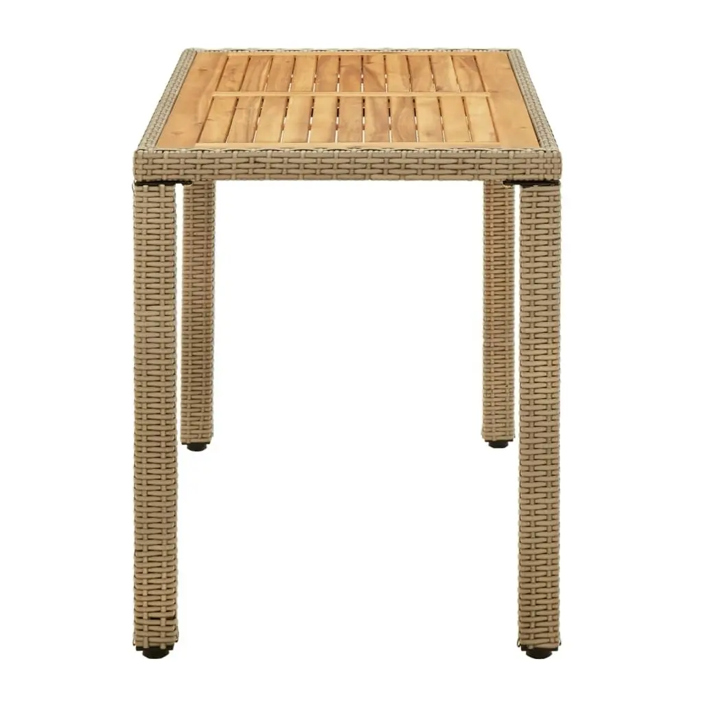 Garden Table Beige 123x60x74 cm Poly Rattan&Solid Wood Acacia 316797