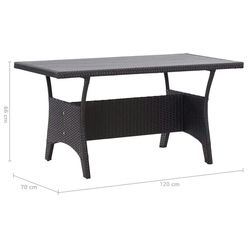 Garden Table Black 120x70x66 cm Poly Rattan 316585