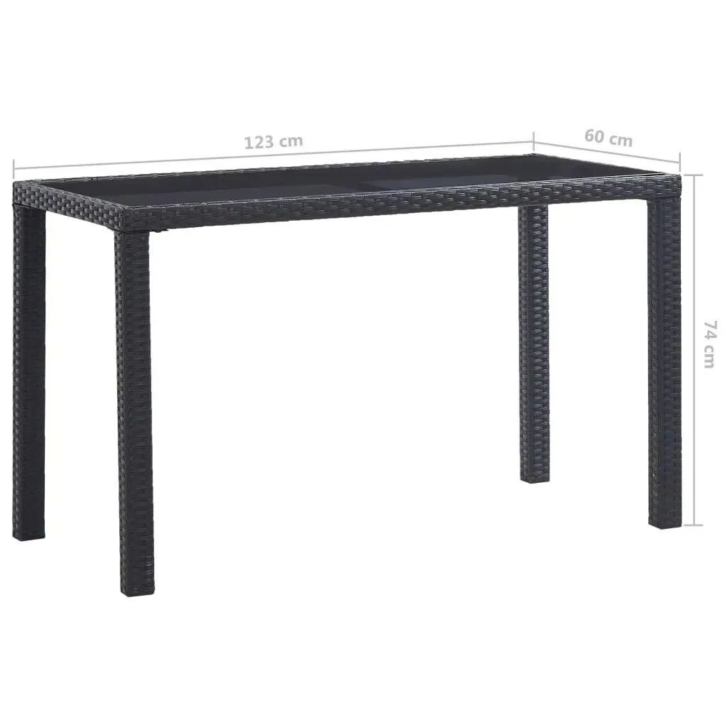 Garden Table Black 123x60x74 cm Poly Rattan 46446