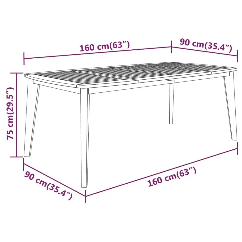 Garden Table 160x90x75 cm Solid Wood Acacia 310303