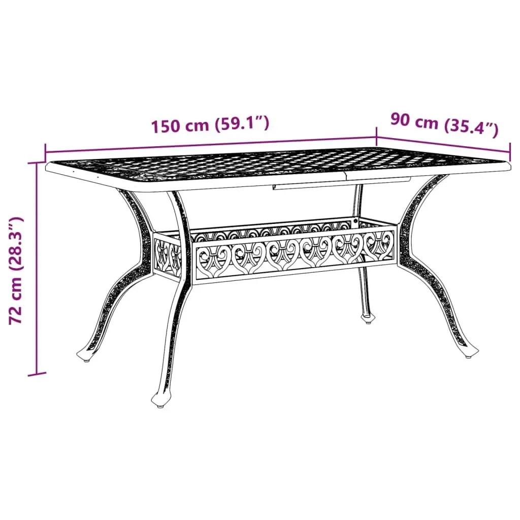 Garden Table Black 150x90x72 cm Cast Aluminium 4002804