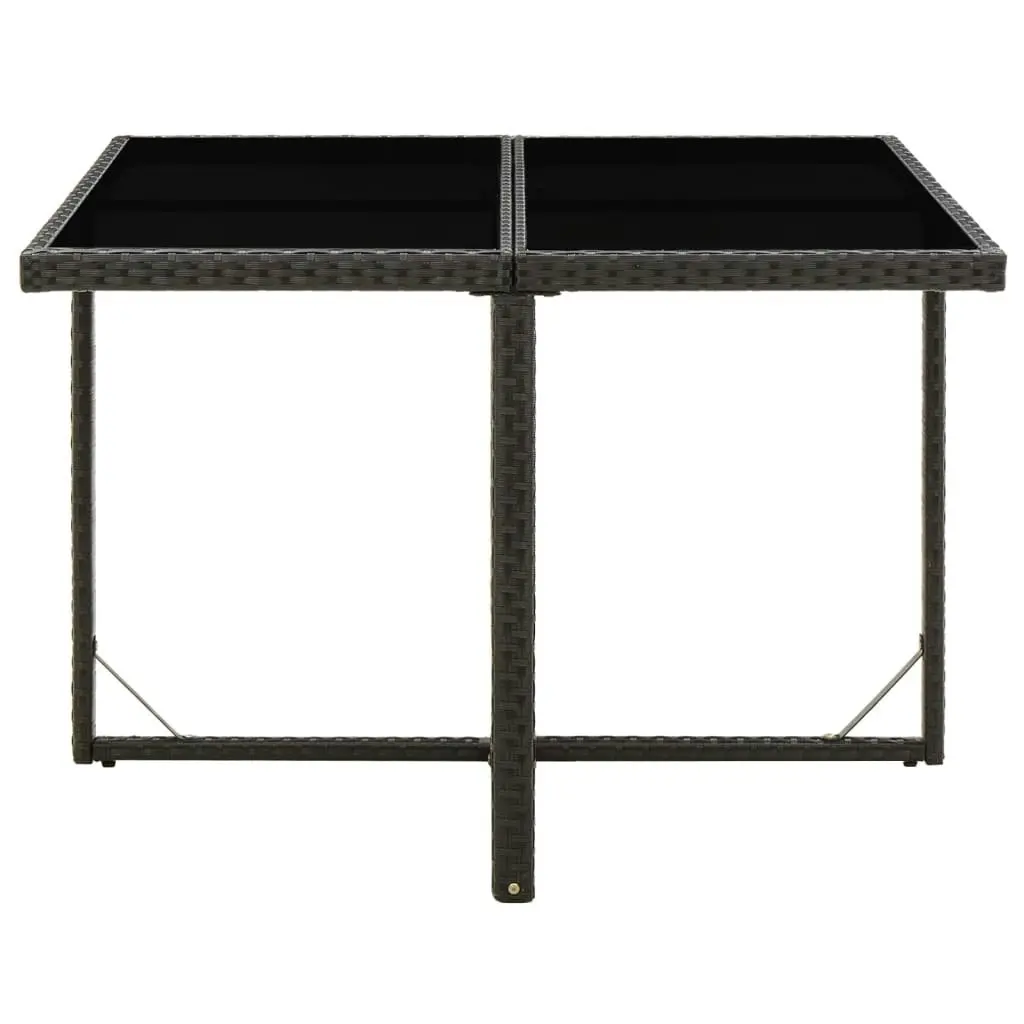 Garden Table Black 109x107x74 cm Poly Rattan and Glass 316764