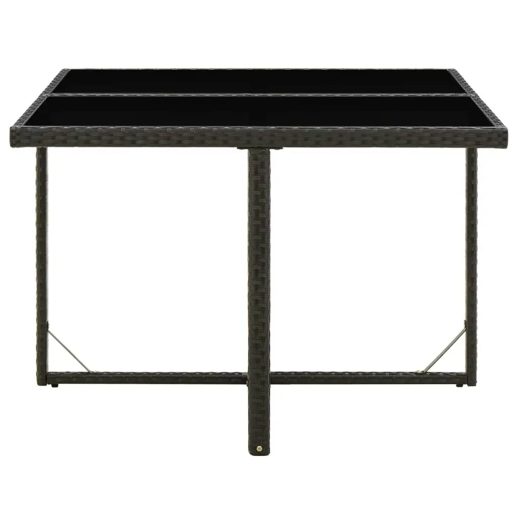 Garden Table Black 109x107x74 cm Poly Rattan and Glass 316764