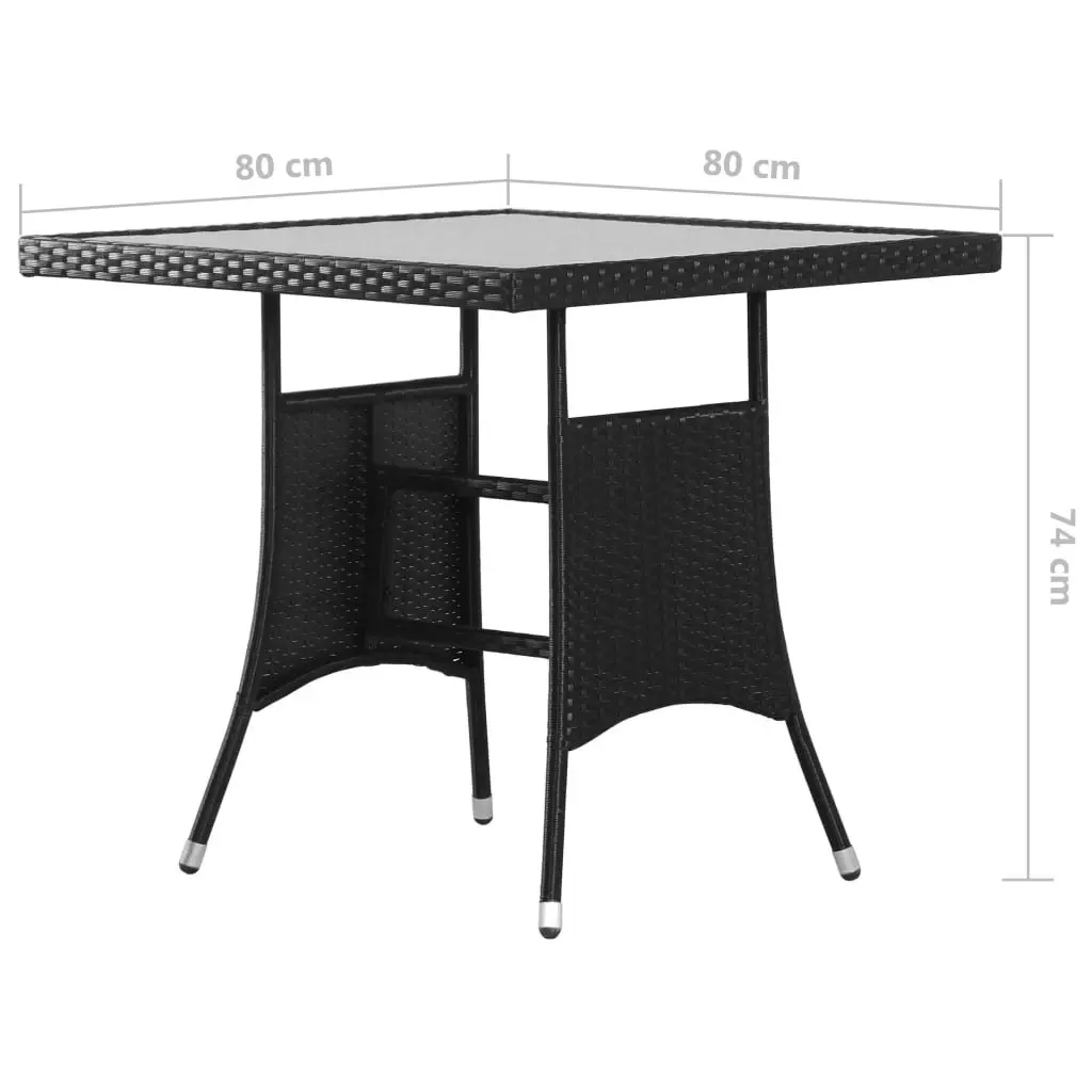 Garden Table Black 80x80x74 cm Poly Rattan 43930