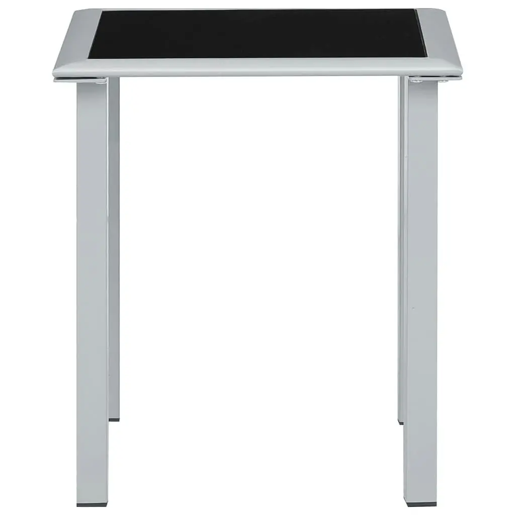 Garden Table Black and Silver 41x41x45 cm Steel and Glass 310541