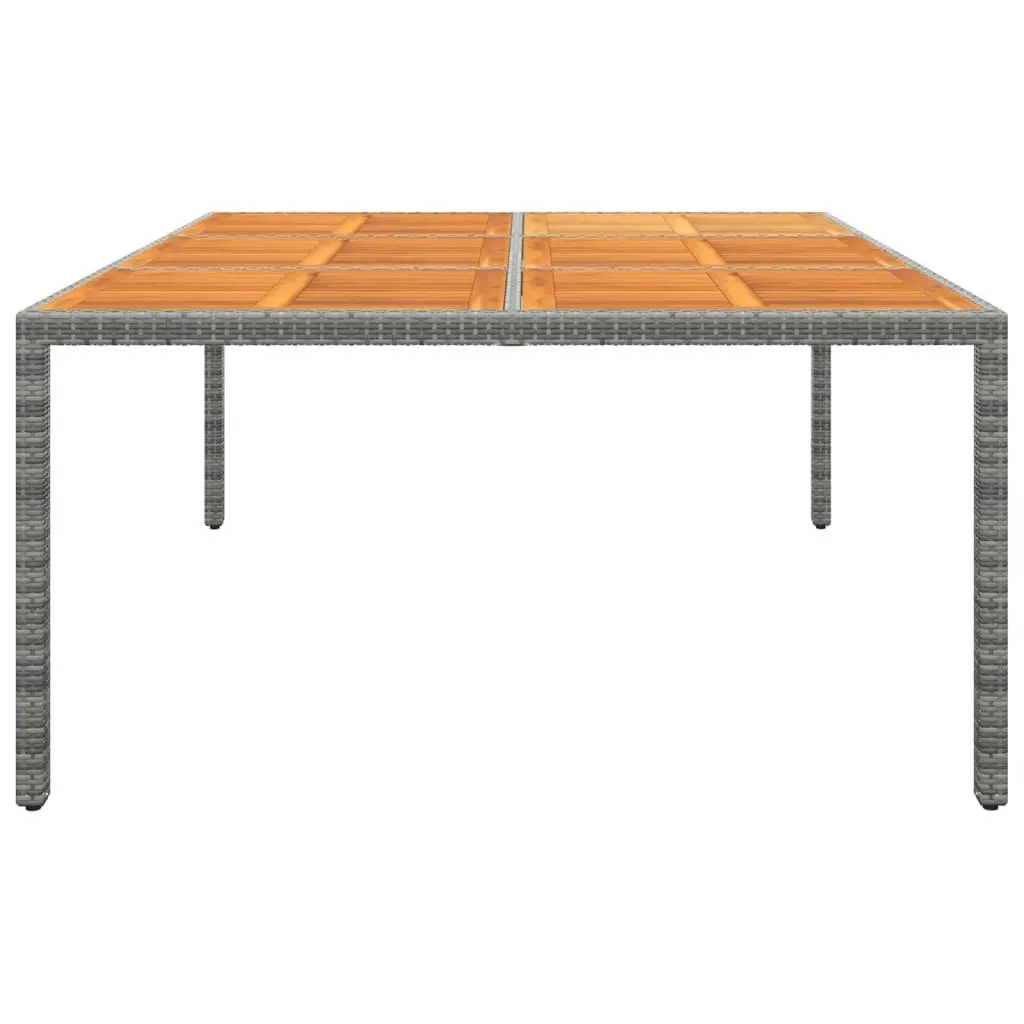 Garden Table 200x150x75 cm Acacia Wood and Poly Rattan Grey 310591