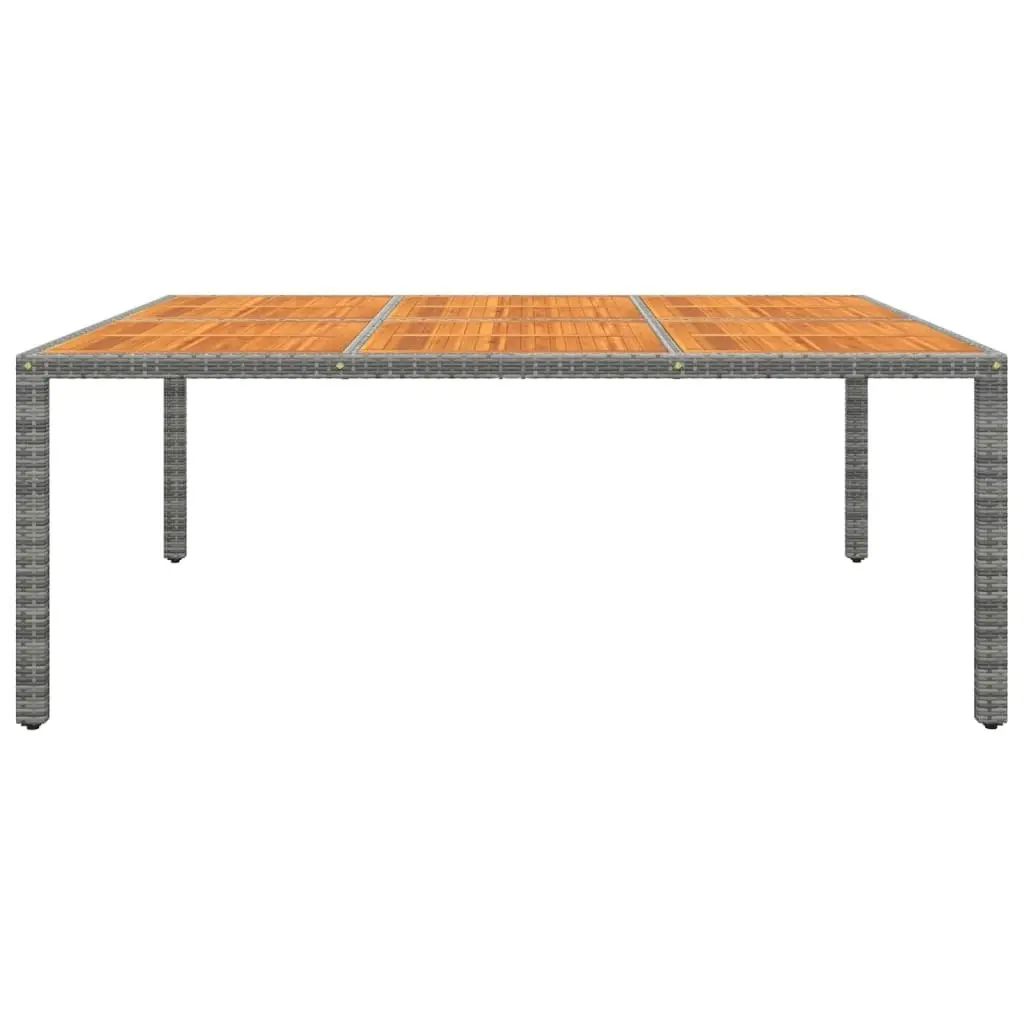 Garden Table 200x150x75 cm Acacia Wood and Poly Rattan Grey 310591