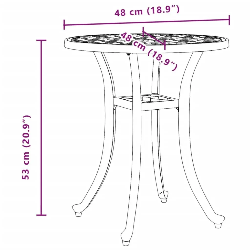 Garden Table Black ?8x53 cm Cast Aluminium 4002824