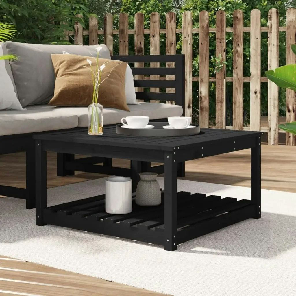 Garden Table Black 82.5x82.5x45 cm Solid Wood Pine 824145