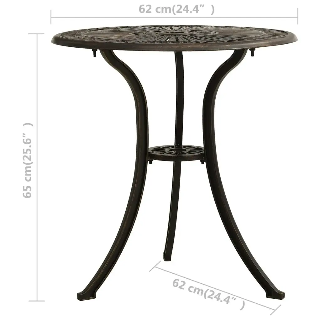 Garden Table Bronze 62x62x65 cm Cast Aluminium 315579