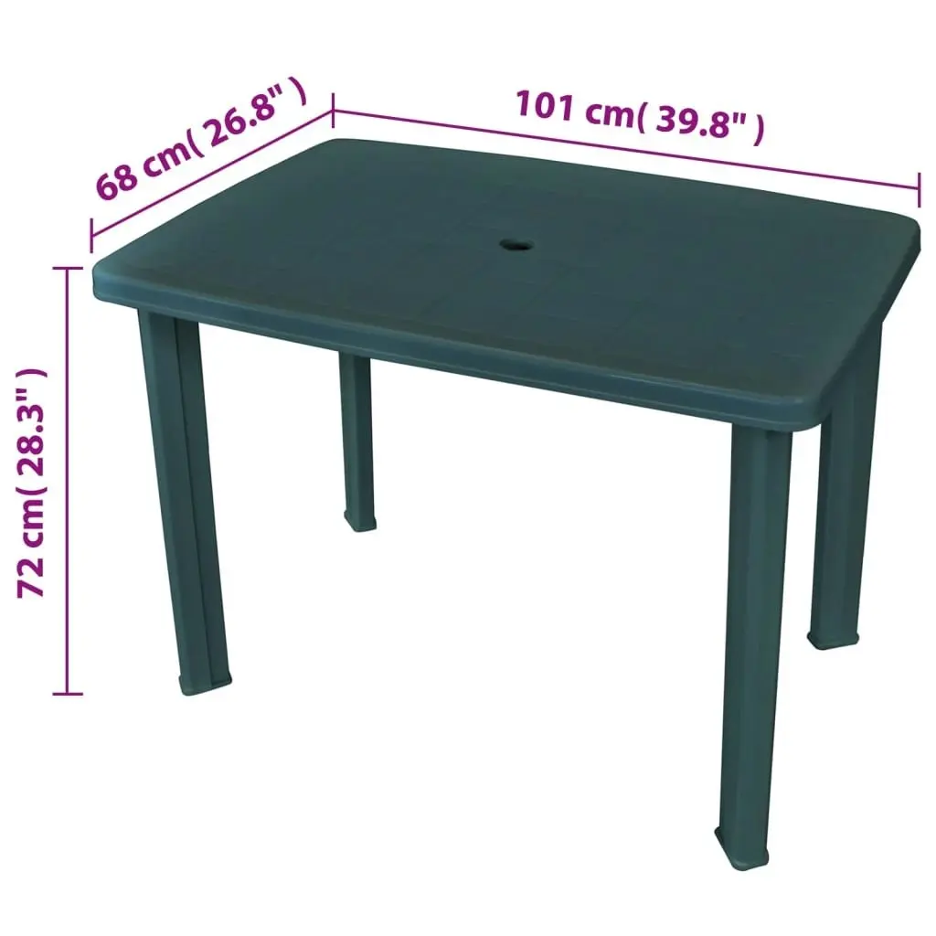 Garden Table Green 101x68x72 cm Plastic 43593