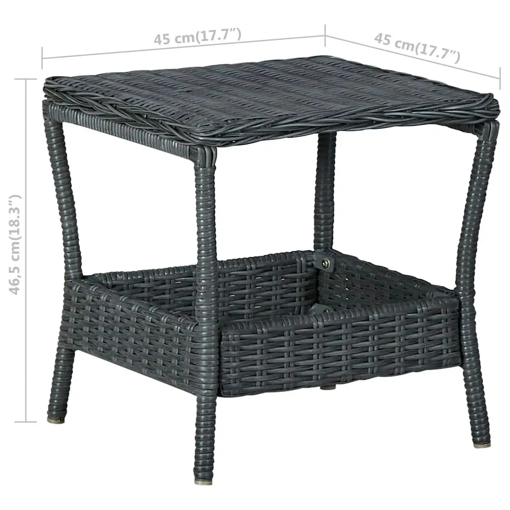 Garden Table Dark Grey 45x45x46.5 cm Poly Rattan 313306