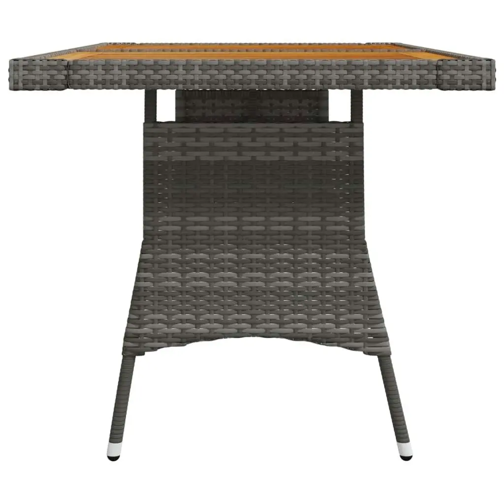 Garden Table Grey 130x70x72 cm Poly Rattan & Solid Acacia Wood 318696