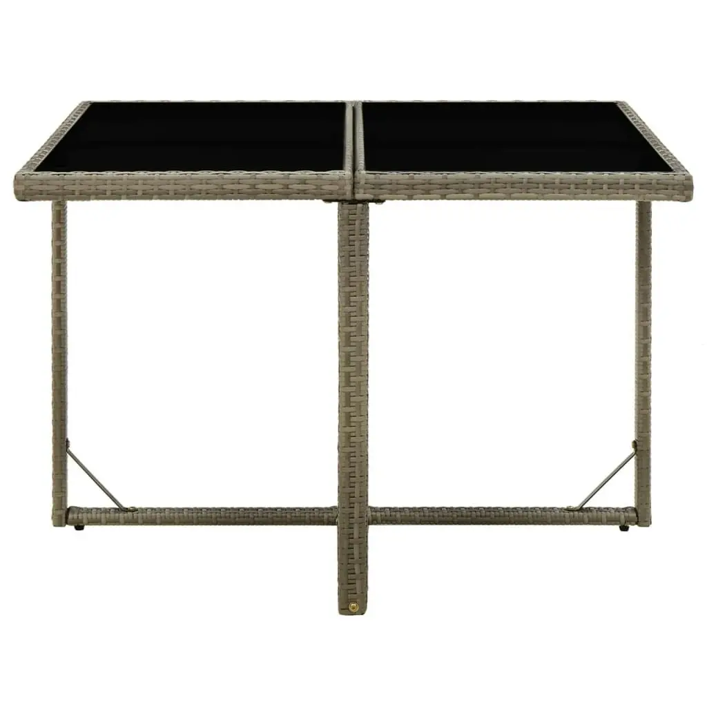 Garden Table Grey 109x107x74 cm Poly Rattan and Glass 316765