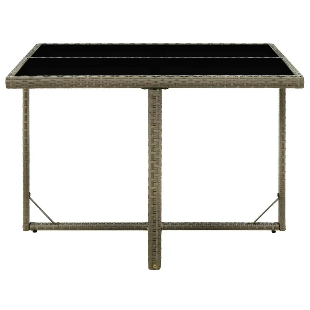 Garden Table Grey 109x107x74 cm Poly Rattan and Glass 316765