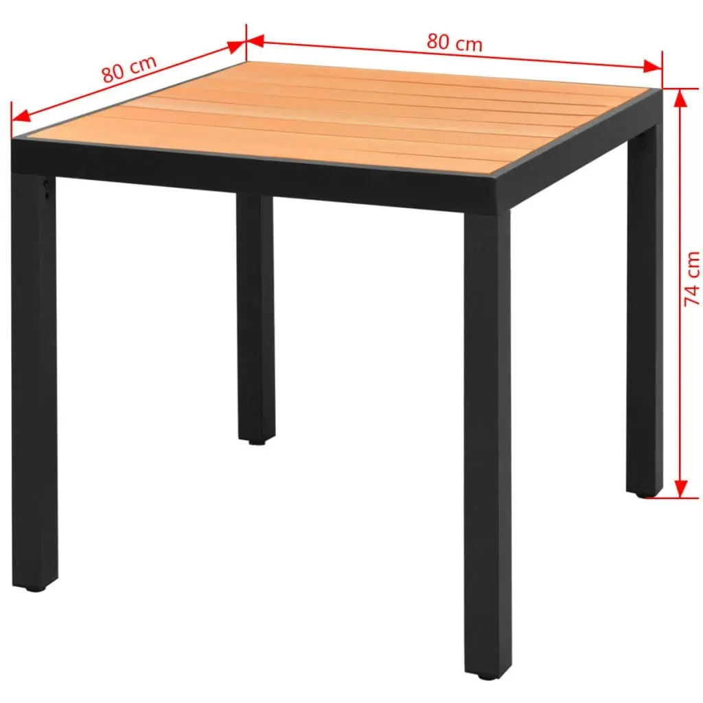 Garden Table Brown 80x80x74 cm Aluminium and WPC 42793