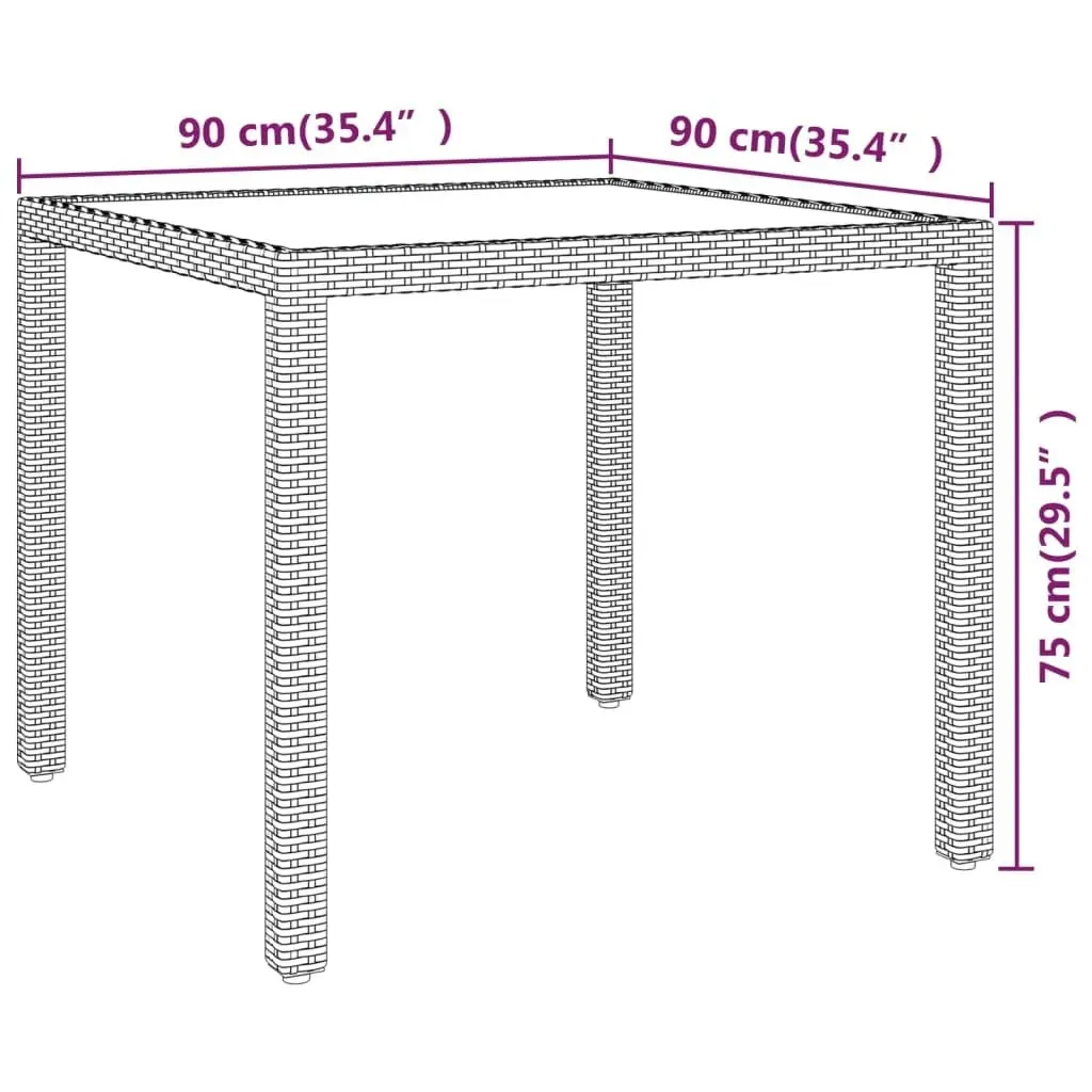 Garden Table Brown 90x90x75 cm Poly Rattan 310571