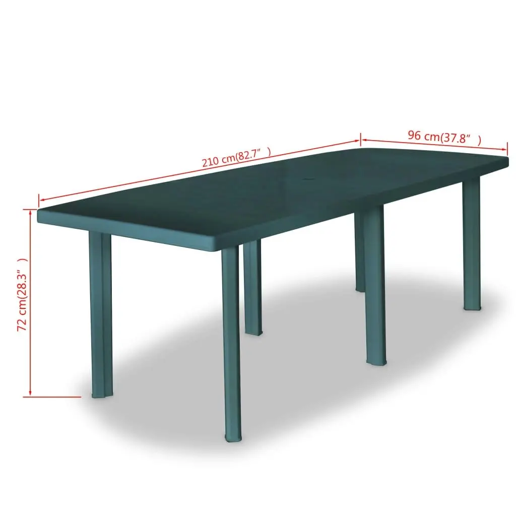 Garden Table Green 210x96x72 cm Plastic 43596