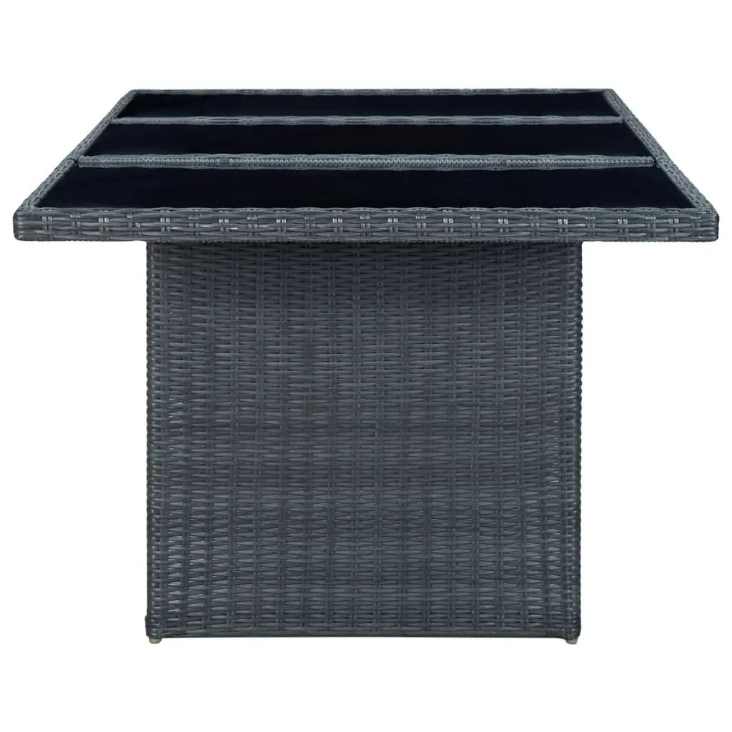 Garden Table Dark Grey Poly Rattan and Tempered Glass 313309