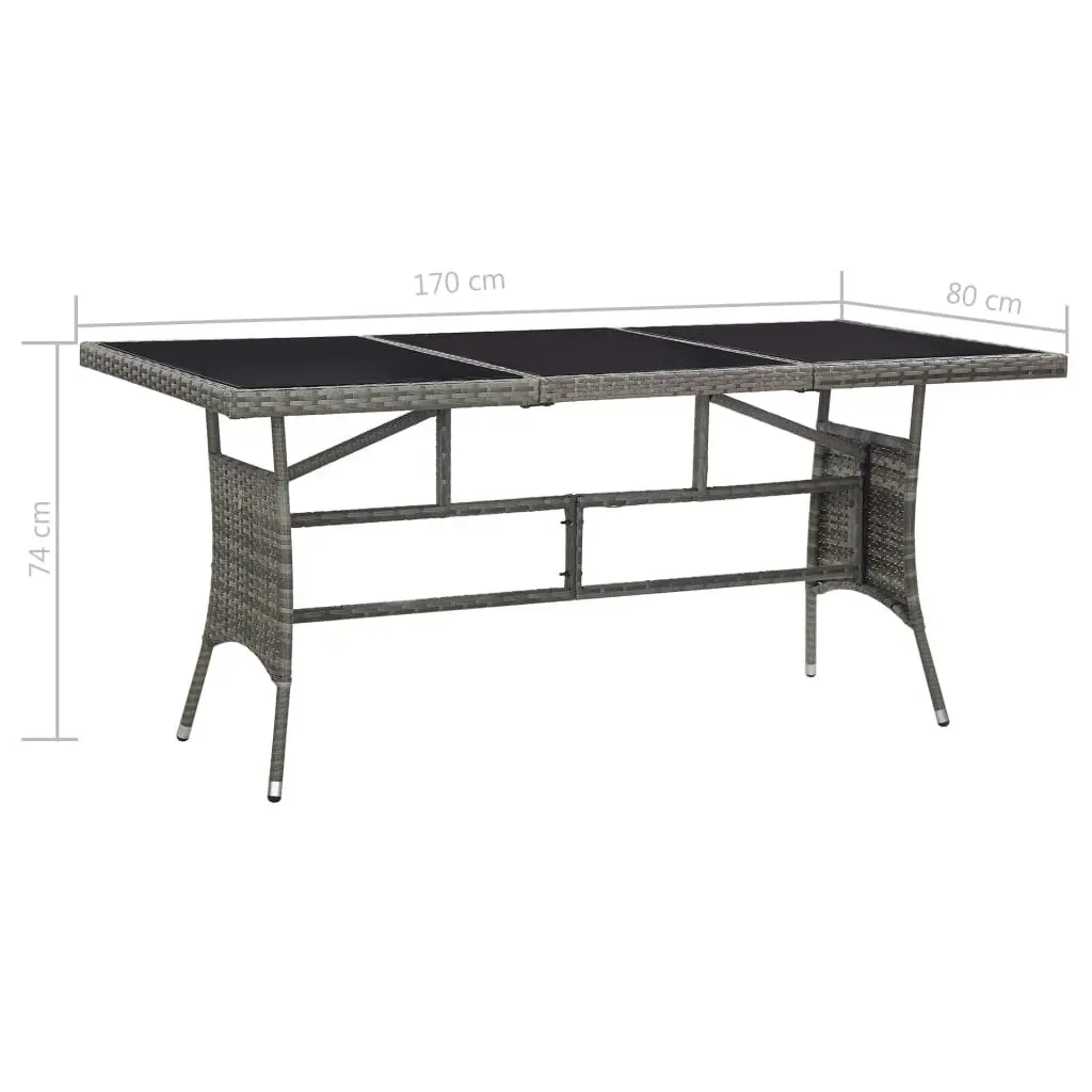 Garden Table Grey 170x80x74 cm Poly Rattan 46415