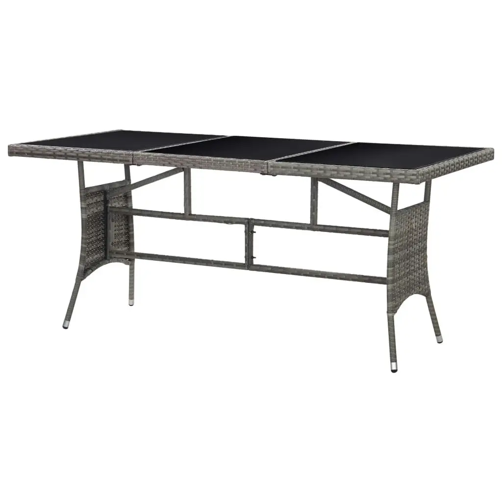 Garden Table Grey 170x80x74 cm Poly Rattan 46415