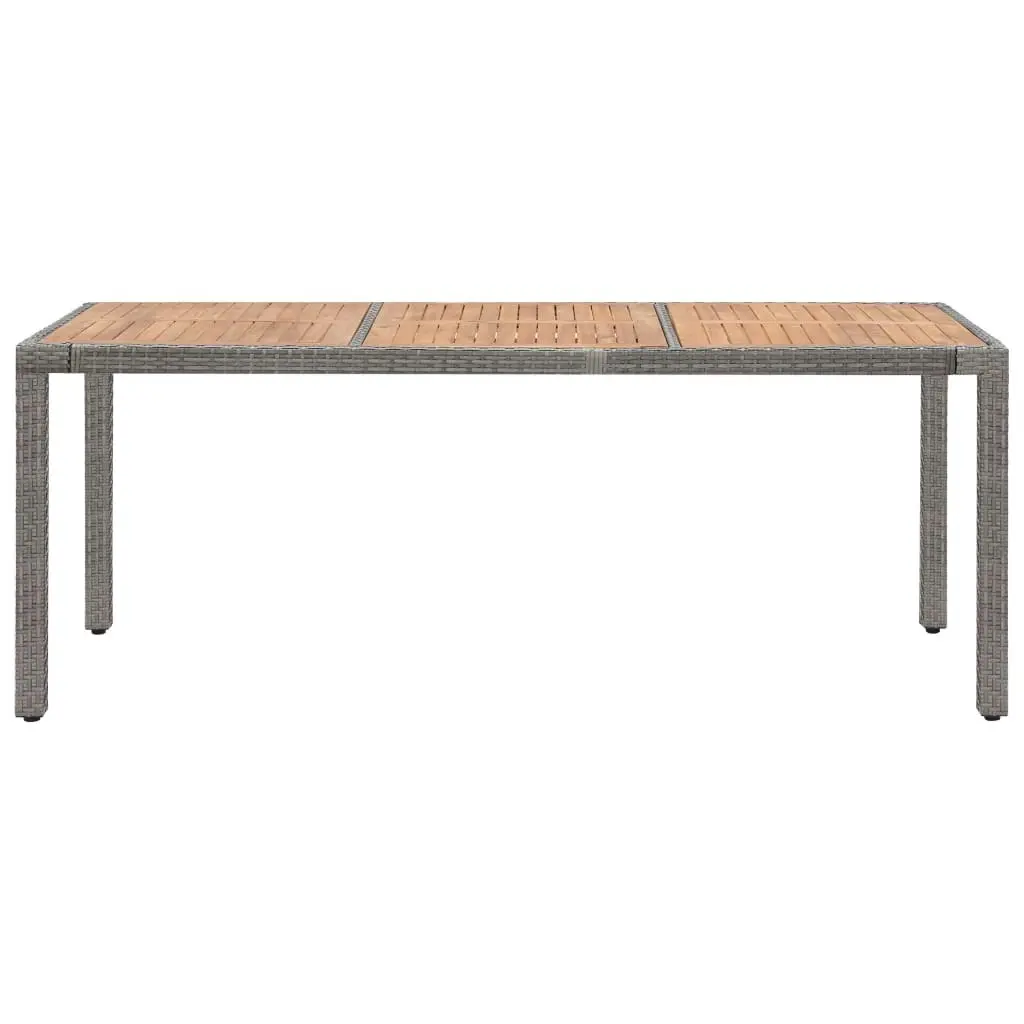 Garden Table Grey 190x90x75 cm Poly Rattan and Solid Acacia Wood 46108