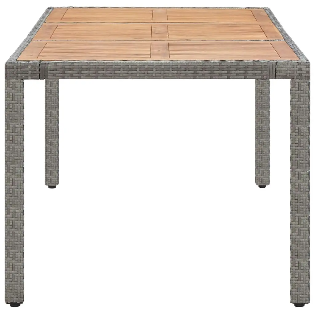 Garden Table Grey 190x90x75 cm Poly Rattan and Solid Acacia Wood 46108