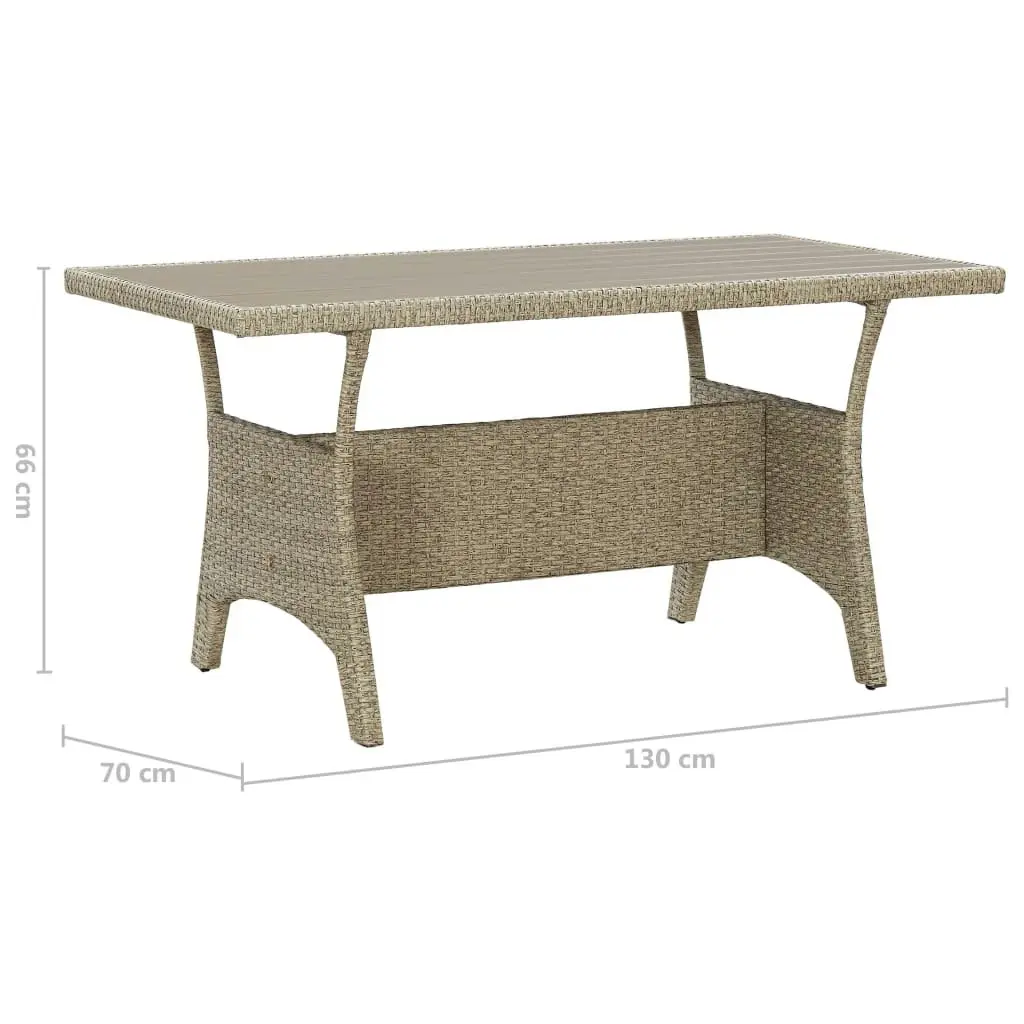 Garden Table Grey 130x70x66 cm Poly Rattan 46143