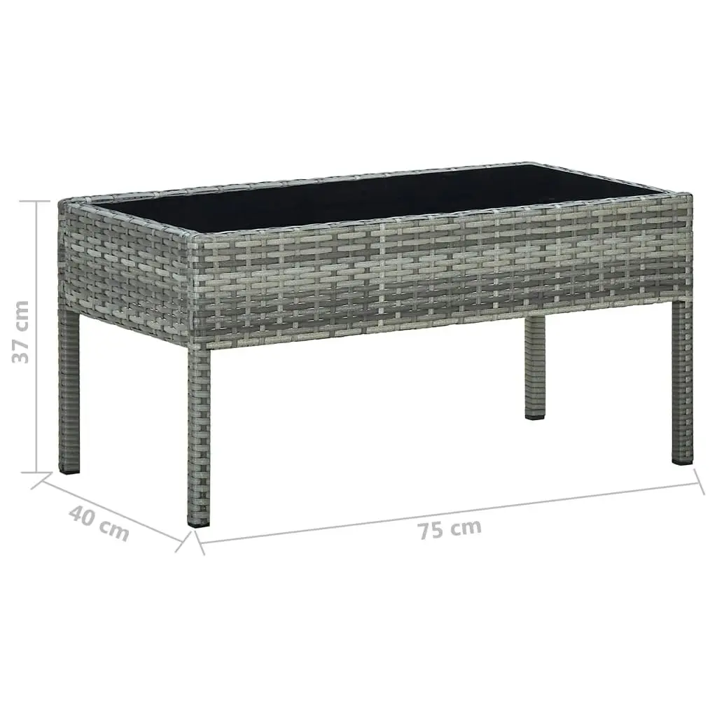 Garden Table Grey 75x40x37 cm Poly Rattan 45905