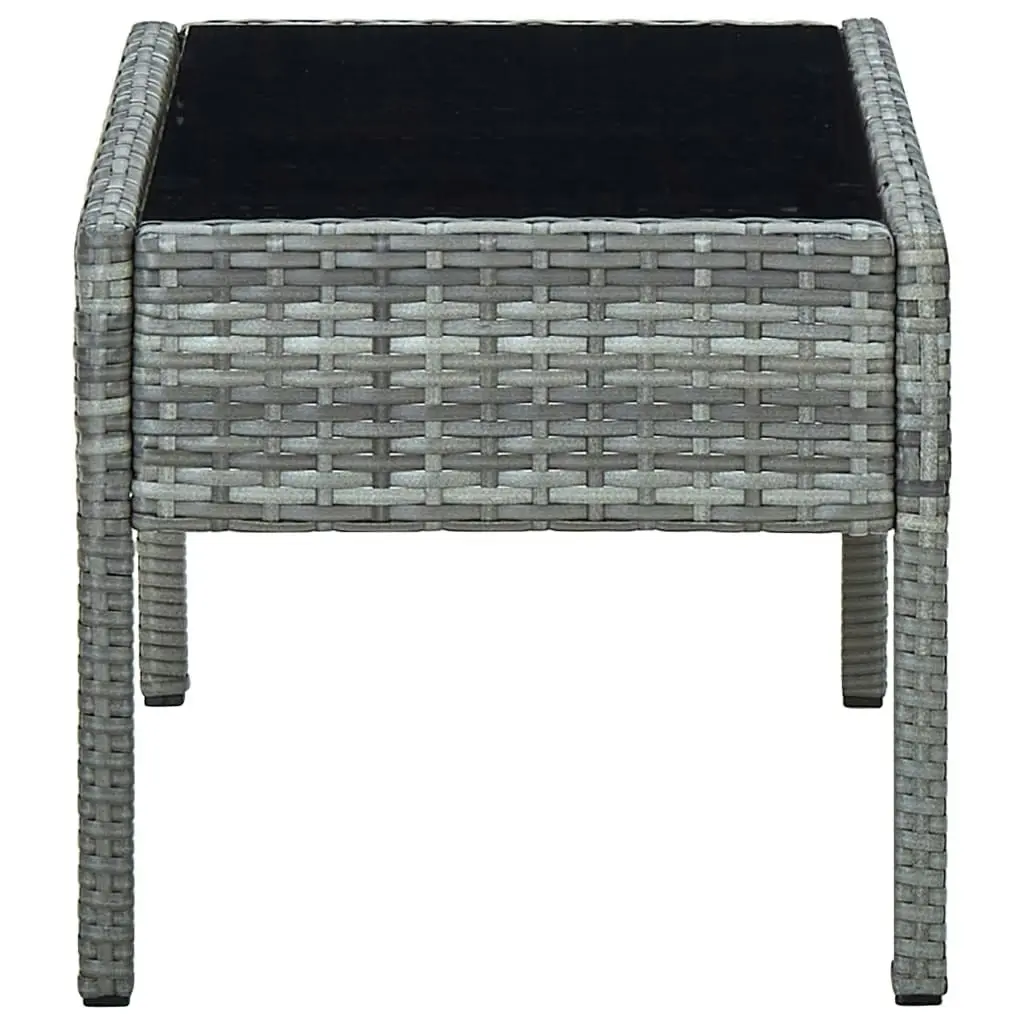 Garden Table Grey 75x40x37 cm Poly Rattan 45905