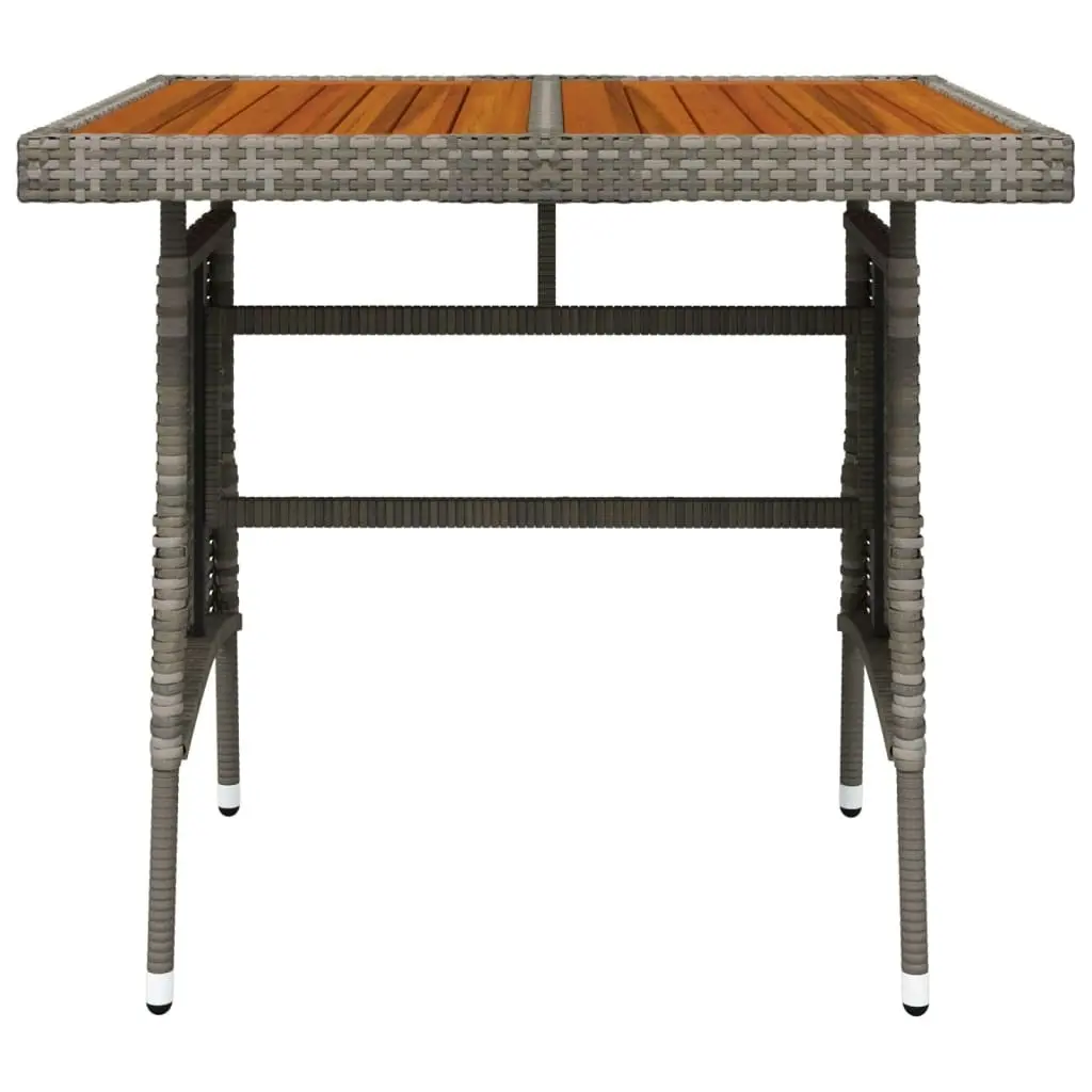 Garden Table Grey 70x70x72 cm Poly Rattan & Solid Acacia Wood 318695