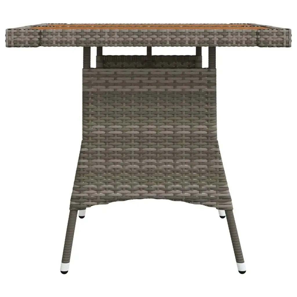 Garden Table Grey 70x70x72 cm Poly Rattan & Solid Acacia Wood 318695