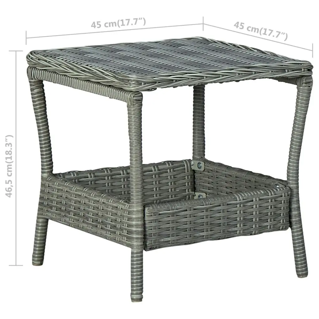 Garden Table Light Grey 45x45x46.5 cm Poly Rattan 313307