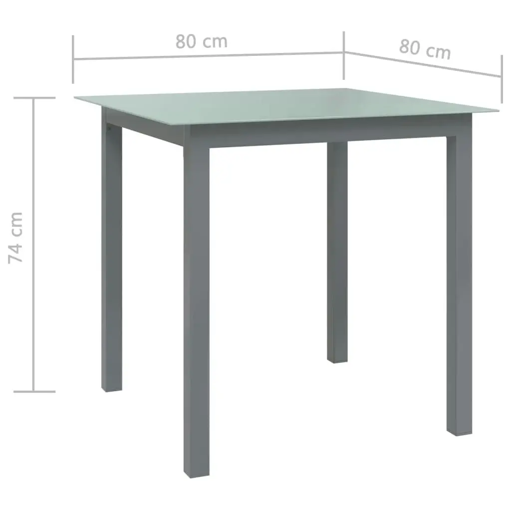 Garden Table Light Grey 80x80x74 cm Aluminium and Glass 312203