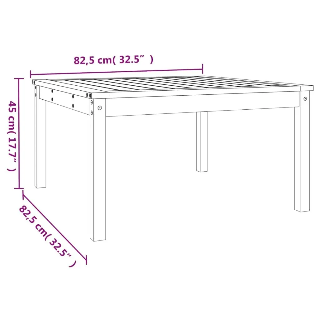 Garden Table Grey 82.5x82.5x45 cm Solid Wood Pine 824122