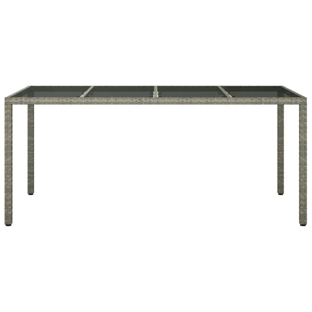 Garden Table Grey 190x90x75 cm Tempered Glass and Poly Rattan 316715