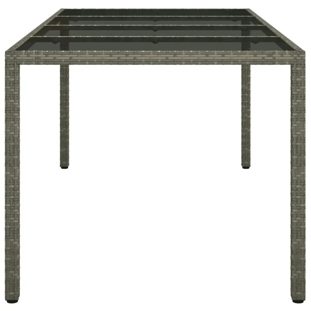 Garden Table Grey 190x90x75 cm Tempered Glass and Poly Rattan 316715