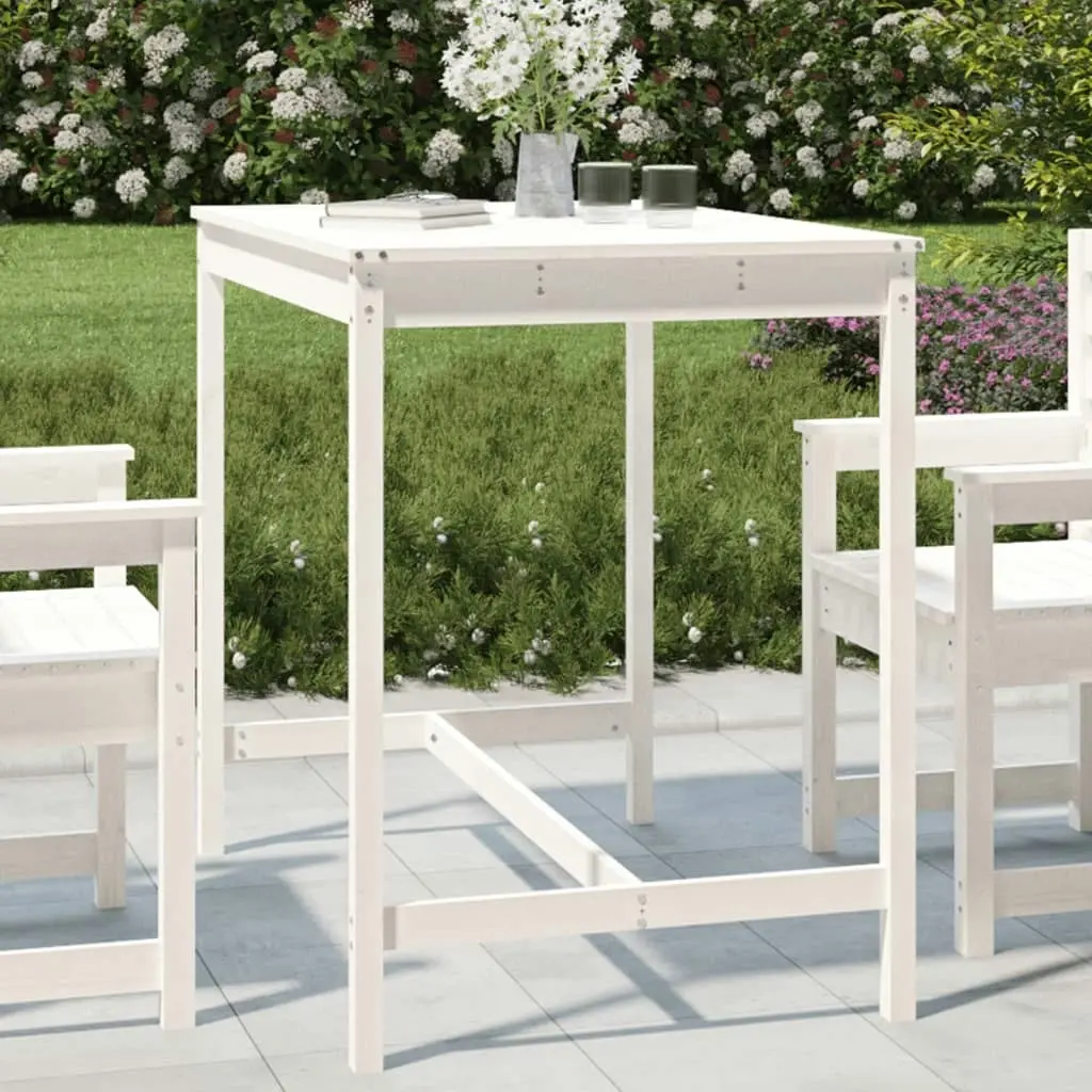 Garden Table White 121x82.5x110 cm Solid Wood Pine 824089