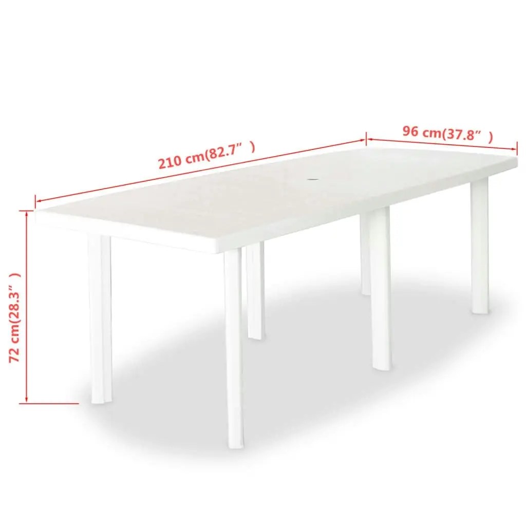 Garden Table White 210x96x72 cm Plastic 43595