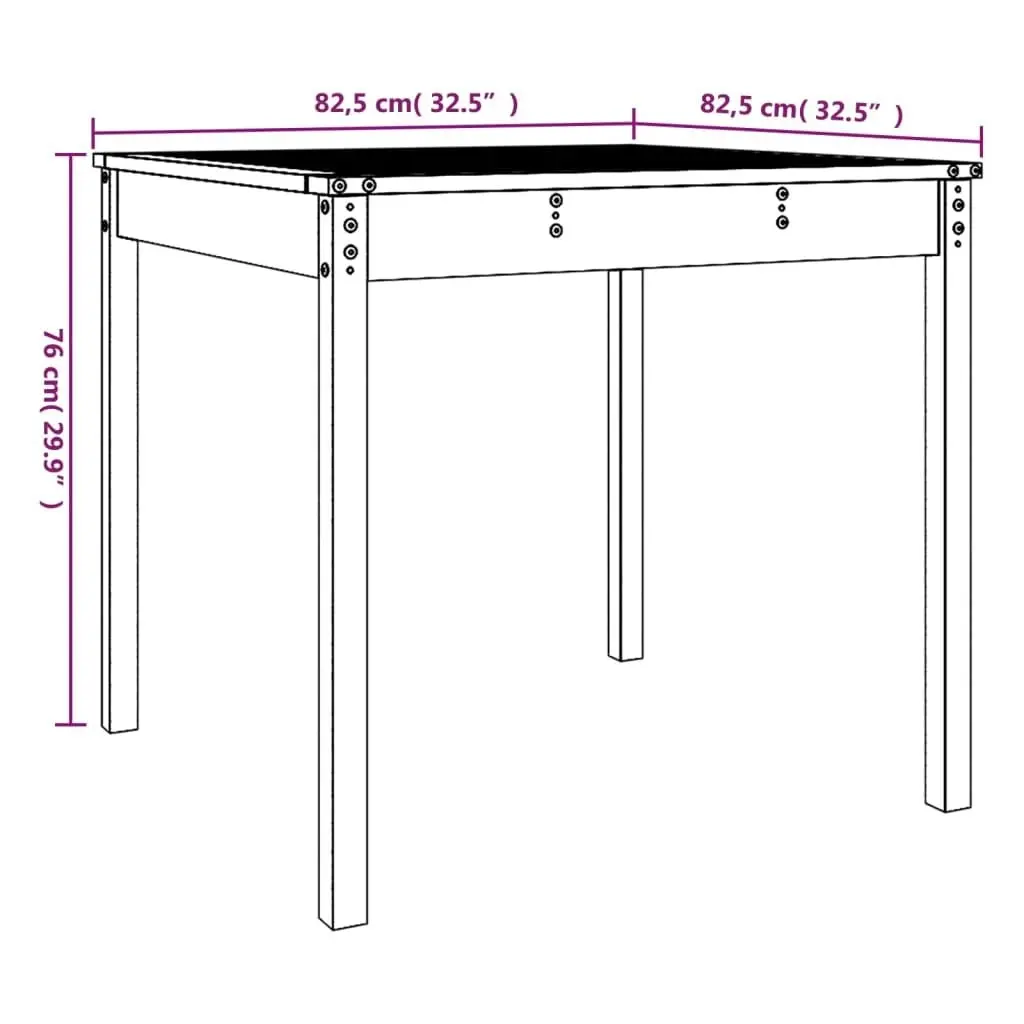 Garden Table Grey 82.5x82.5x76 cm Solid Wood Pine 823964