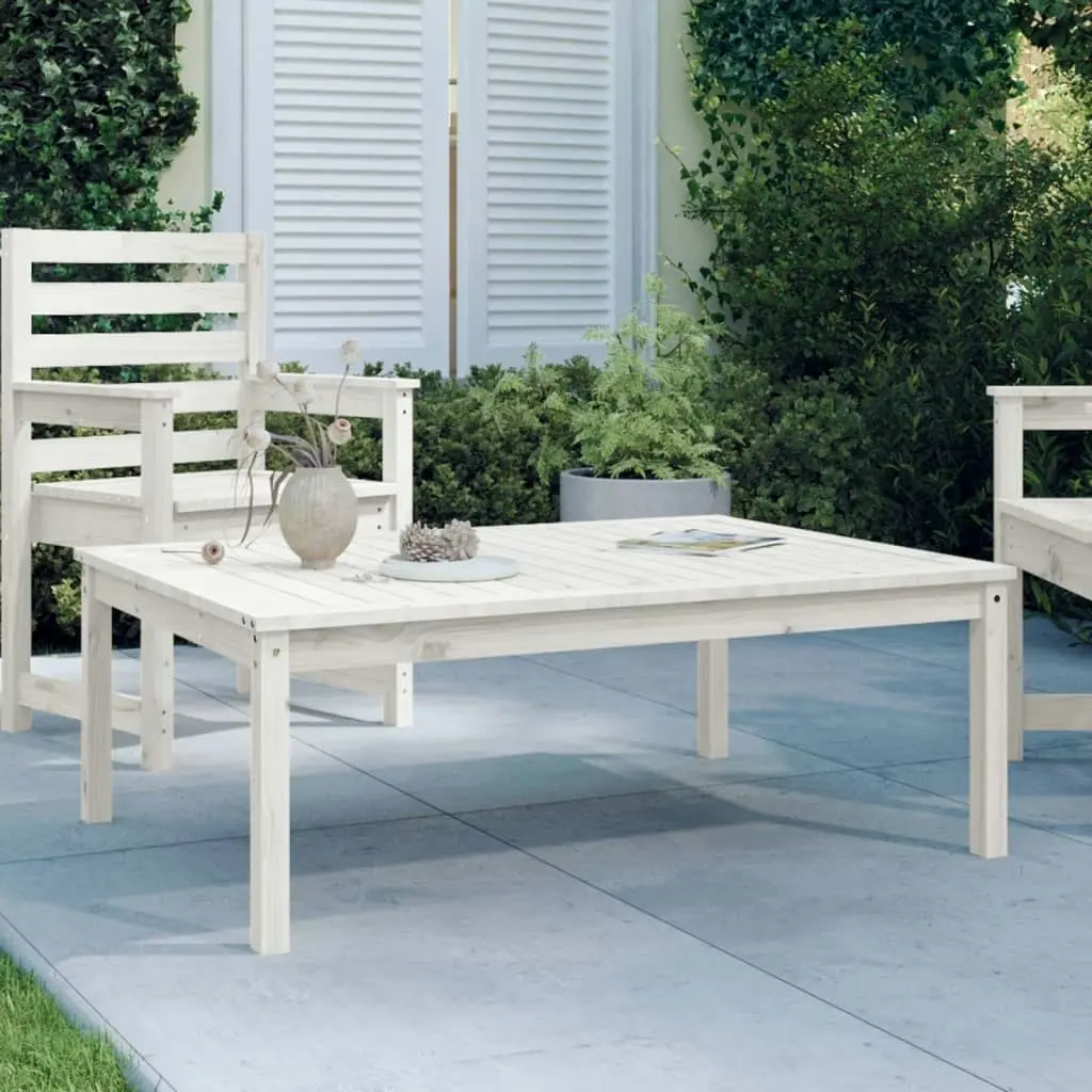 Garden Table White 121x82.5x45 cm Solid Wood Pine 824128