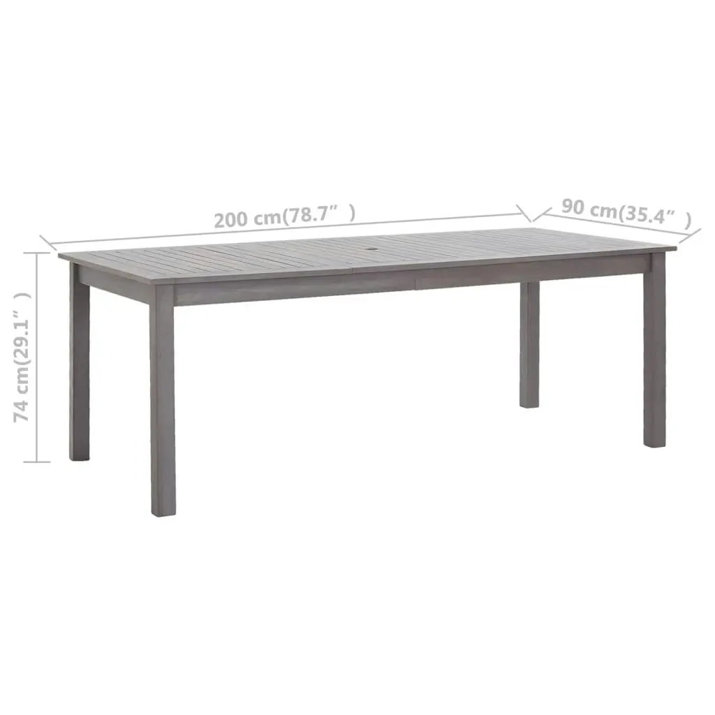 Garden Table Grey Wash 200x90x74 cm Solid Acacia Wood 311850